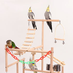 4 Lagen Grote Vogel Houten Baars Gym Box <span class=keywords><strong>Ladder</strong></span> Met Feeder Cups Pet Papegaai Speelstand Vogel Speeltuin Speelgoed - Product Image 2