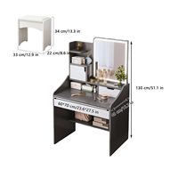 Miroir de maquillage LED moderne blanc avec éclairage réglable, plusieurs compartiments et rangement horizontal