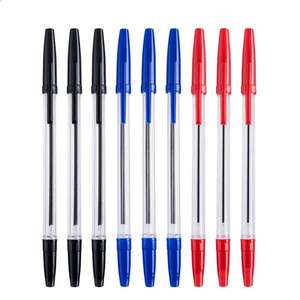 Stylo bille en plastique rouge, bleu, noir, simple, personnalisé, vente en gros d'usine, le moins cher - Product Image 1