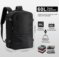 Sac à dos pour ordinateur portable de voyage et d'affaires, imperméable, durable, avec port USB, en polyester, antivol, avec fermeture à compression sous vide