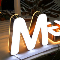 Lettres en relief 3D personnalisées avec éclairage LED avant et arrière, en acier inoxydable et acrylique, pour enseigne de magasin ou logo d'entreprise