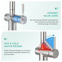 4 Modes de fonction d'eau Robinet de cuisine 2 en 1 avec cascade et distributeur de savon
