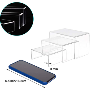 Rak <span class=keywords><strong>Display</strong></span> Akrilik Transparan Modern Tebal 3mm Bentuk U Portabel untuk Koleksi Perhiasan, Makanan Penutup, dan Barang Kecil untuk Meja - Product Image 5