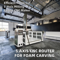 Machine de fraisage CNC 5 axes, moteur de broche 3,5-7,5 kW, table de travail 1300x2500 mm, système de contrôle Mach3, routeur CNC 3D, découpe de mousse EVA