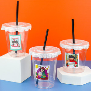 Gobelet en plastique PET jetable personnalisé avec logo, 16 oz et 20 oz, pour emporter, pour milkshakes, boissons froides, boissons à bulles - Product Image 1