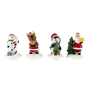 4 Pack Christmas Resin Decorations Polyresin Santa Snowman Figurine