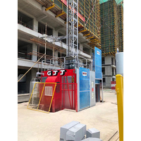Monte-charge de chantier SC120 à double cage 0-36m/m 250m avec PLC, boîte de vitesses, crémaillère et pignon pour chantier de construction en hauteur