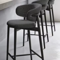 Tabouret de bar moderne en bois massif JP avec repose-pieds en tissu – Idéal pour la maison, la salle à manger, le parc, la salle de sport, la salle de bain, l'école et les centres commerciaux