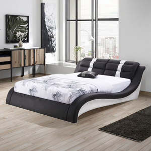 Trắng PU da kim cương sang trọng khung giường mô hình mới đồ nội thất giường đôi - Product Image 4