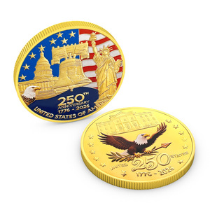 250周年記念チャレンジコイン 亜鉛合金 金メッキ ホワイトハウス 愛国心 コレクターズアイテム - Product Image 2