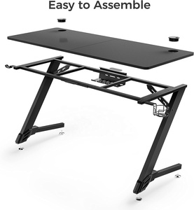 2023 nero Led Rgb Pc Computer Racing Table Home Office Computer Desk Pc mobili moderni computer a forma di X scrivania da gioco nera - Product Image 2