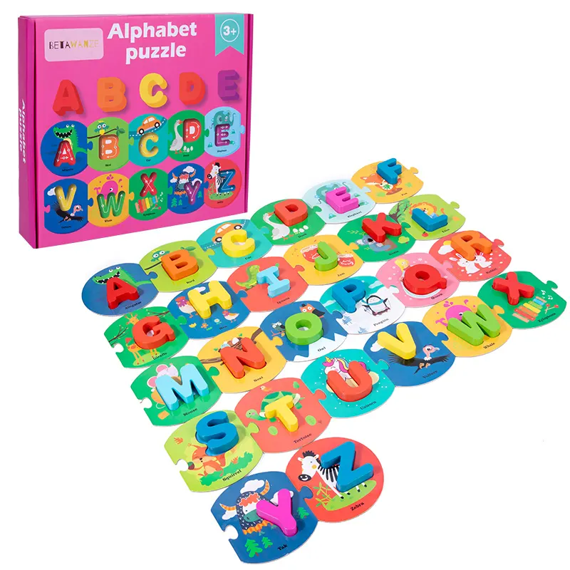 2022 Preschool Baby Letter Alphabet ABC Puzzle Wooden Educational Toys Letter Spelling Educational Game