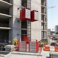 Monte-charge de chantier 2x2000kg avec commande VFD, élévateur de sécurité pour la construction, monte-charge de chantier Sc200/200