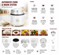 Cuisinière à riz électrique portable intelligente de 0,6 L à 2,8 L avec revêtement antiadhésif et tasse doseuse pour les dortoirs étudiants