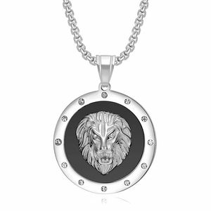yunnique Hip Hop Lion Head Pendant Necklace Stainless Steel Gold <b>Silver</b> Plated Rhinestone Animal Zodiac Unisex Jewelry - Product Image 5
