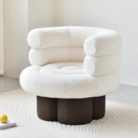 Fauteuil convertible moderne Sherpa pour petit appartement, chaise longue individuelle avec structure en placage de noyer, confortable, en laine, pour salon et maison
