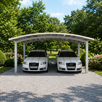 Abri de voiture double en aluminium 20 x 20 avec auvent – Abri de stationnement extérieur de luxe simple, imperméable et thermolaqué