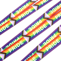 Tali Lanyard Polyester Pelangi LGBT, Stok Tersedia, Cetak Sublimasi, Warna-warni, Tali Lanyard Gay Pride