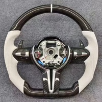 Volant en fibre de carbone pour BMW F10 F20 M3X1 X5 X6 X4 F30 F32 F33 F34 F35 X3 F25 F36 F80 F2 F22 F23 E90 Cuir Blanc