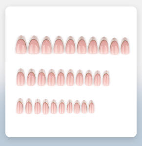 Venta al por Mayor de Fábrica, 30 Uds. de <span class=keywords><strong>Uñas</strong></span> Acrílicas de Cobertura Completa Estilo Francés, Color Dorado, Curvas, <span class=keywords><strong>Cortas</strong></span>, Personalizadas - Product Image 4