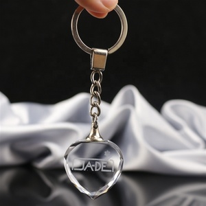 Giá Rẻ Giá tùy chỉnh tinh thể móc khóa 3D alser khắc logo của bạn hình trái tim Kính ảnh Keychain - Product Image 6