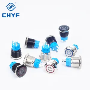 12/16/19/22 mét không thấm nước IP67 thép không gỉ Nút chuyển đổi momentary latching illuminate LED Flat Head push button Thiết bị chuyển mạch