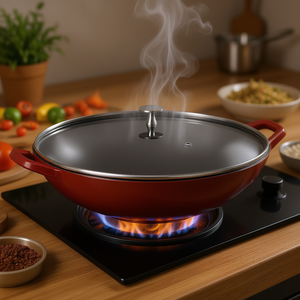 Wok con tapa de 32 cm para cocinar a la wok - Product Image 3