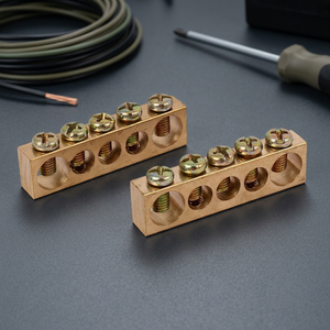HB HB 003 Brass Neutral Link & <b>Earth</b> Bus 5 Way Ground Bar & Terminal Connector with Screw Connection 50A Control Panel Assembly - Product Image 3