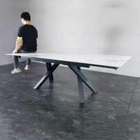 Extensible En Verre De Table À Manger Carrée 6 - 10 Sièges Moderne En Céramique Top Table de Réunion