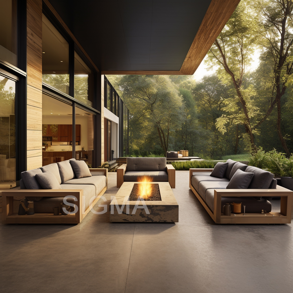 All-weather High-end outdoor furniture villa wooden teak sectional sofa set private garden sofa hotel patio teak outdoor sofa