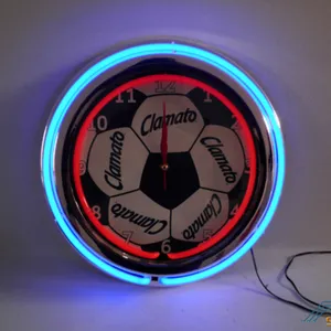 15 Inch Creative Bar Vintage Clock Neon Tube Lighting Wall Clock For Living Room