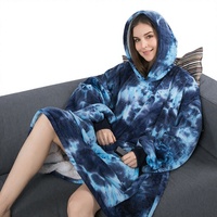 Couverture portable à capuche tie-dye, robe-hoodie oversize en polyester, couverture pull pour canapé et maison en flanelle