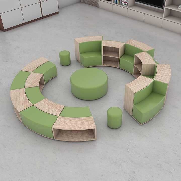 Sagely Curved Sofa Seat Bookcase Creative Modern Wooden Bookshelf for ...