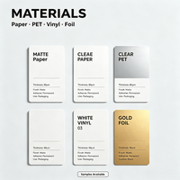 Échantillon de rouleau d'autocollants en vinyle imperméables et recyclables avec logo personnalisé OEM, service d'impression en gros, papier mat transparent, sac en carton, pochette d'expédition