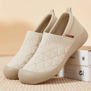 <span class=keywords><strong>Sneakers</strong></span> Minimaliste <span class=keywords><strong>Beige</strong></span> in Maglia Slip-On per Donne, Mocassini Comodi alla Moda per lo Stile Urbano, Scarpe Casual Traspiranti in Rete - Product Image 5