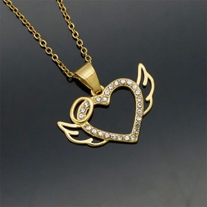 Fashion 18k Gold Plated <b>Necklace</b> Accessory Stainless Steel Heart Charm Zircon <b>Necklace</b> Jewelry for Women - Product Image 2