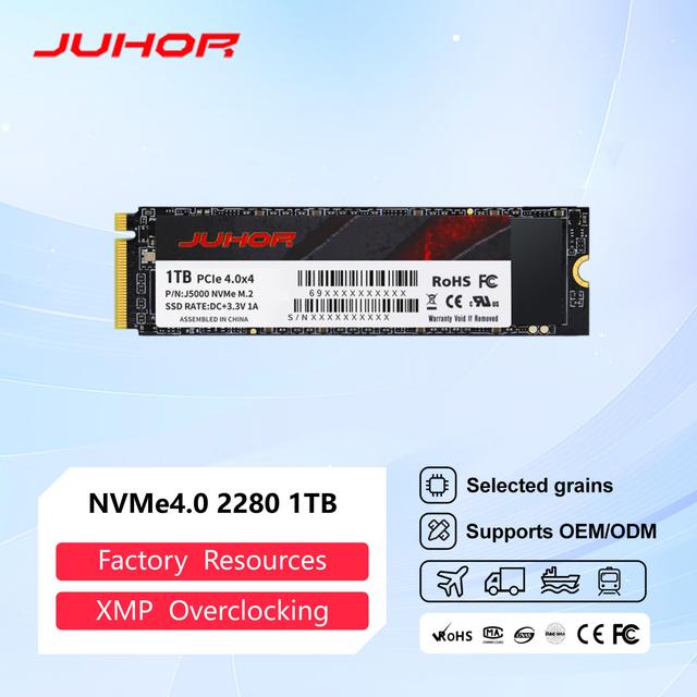 JUHOR M2 NVMe 4.0 1TB New Metal Ultra Compact Internal SSD with 401-500MB/s Read for Gaming Laptops Desktop PCs 4K Video Editing