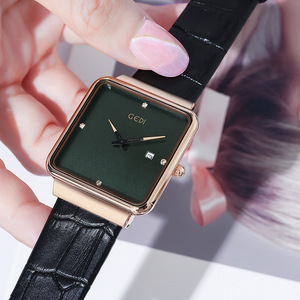 Montre à quartz carrée simple pour femme, style célébrité internet tendance et personnalisé, avec bracelet à deux maillons - Product Image 4