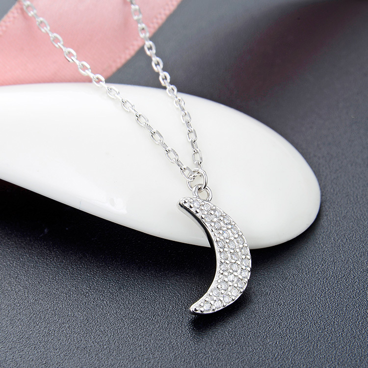 POLIVA Collares de moda de joyería de plata 925 de media luna blanca