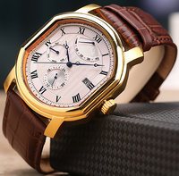 Montres automatiques étanches en acier avec mouvement japonais, affichage 24 heures et calendrier, conçues et fabriquées en usine pour la marque privée des clients