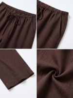 Pantalones Anjie de Lino para Mujer con Logo Personalizado OEM ODM, Pierna Ancha, Cintura Elástica con Cordón, Marca Privada, Pantalones Casuales de Playa al por Mayor