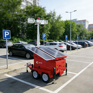 Tháp đèn năng lượng mặt trời gắn trên xe kéo, camera giám sát <span class=keywords><strong>CCTV</strong></span> 7m cho an ninh công trường xây dựng - Product Image 1