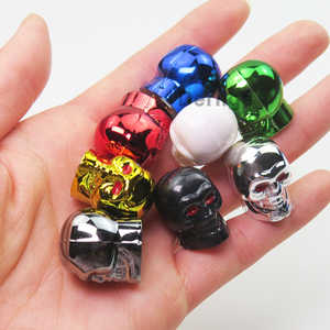 Cars Tires <span class=keywords><strong>Valve</strong></span> Stem Caps Cover Dustproof Cool Skull Head Red Eye <span class=keywords><strong>Valve</strong></span> Caps Black Chrome - Product Image 2