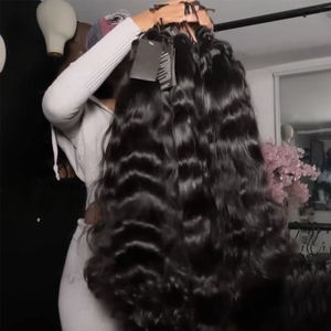 Venditori di capelli mossi birmani birmani vietnamiti, capelli umani grezzi allineati cuticole vietnamite intrecciano ricci vergini non trasformati - Product Image 1