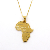 Nouveauté FS - Vente Flash - Pendentif Carte d'Afrique - Trois Tailles - Plaqué Or 18K - Laiton - Classique - Unisexe - Cadeau de Mariage - Bijoux