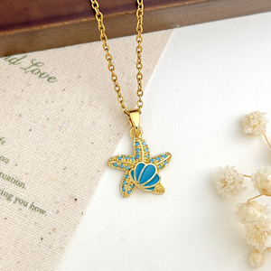 Hot Sale Ocean Style Starfish Scallop <b>Copper</b> 18K Gold Plated Necklace Minimalist Design Women Fashion Jewelry Accessories - Product Image 6