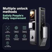 Kunci Pintu Pintar Biometrik Digital dengan Pengenalan Wajah Cerdas, Sidik Jari, dan Kamera, Terhubung Wifi melalui Aplikasi Tuya
