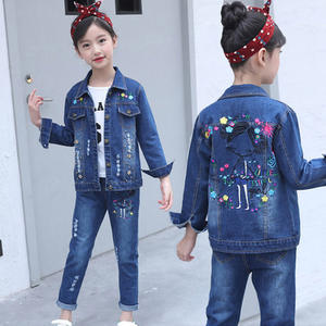 Set di Abbigliamento per Ragazze Adolescenti 2021, Giacca e Pantaloni in Denim, Completo Primaverile e Autunnale con Ricami per Bambine - Product Image 4