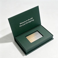 Cofanetto di Presentazione per Carte con Coperchio a Ribalta in Malachite Falcon, Stampa Messaggio di Benvenuto, Logo Personalizzato, Scatola di Carta di Lusso per Carte di Credito VIP Hotel