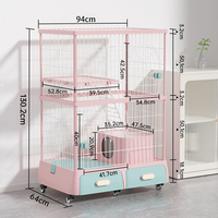 Cage pliante pour chien et chat avec 2 étages et 2 portes Cage pour animaux de compagnie avec plateau abs